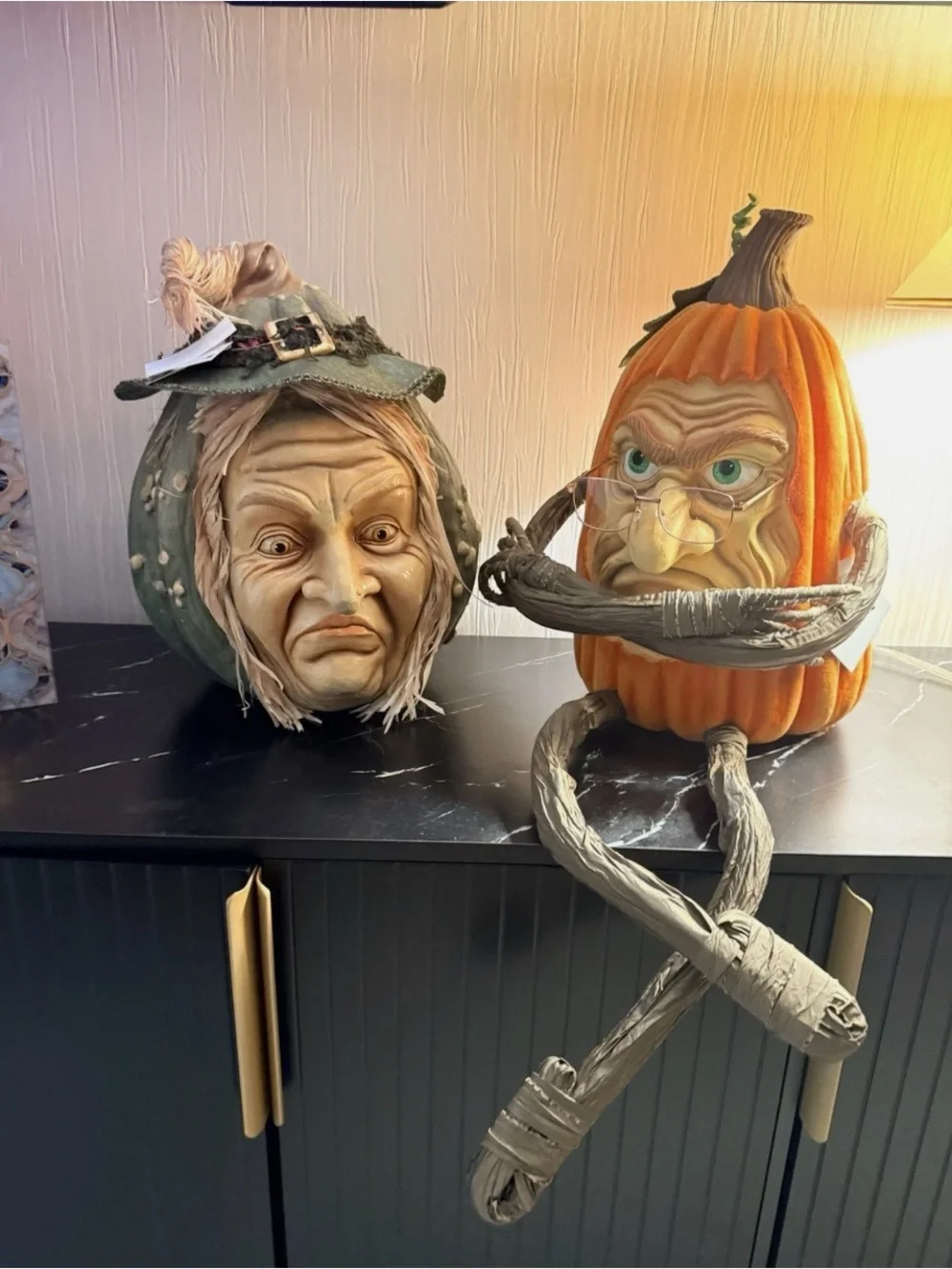 Katherines Collection Halloween Party Grumpy Leg Pumpkin Figurine Decoration.